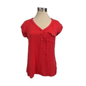 Express Small Bright Pink V-Neck Cap Sleeve Blouse